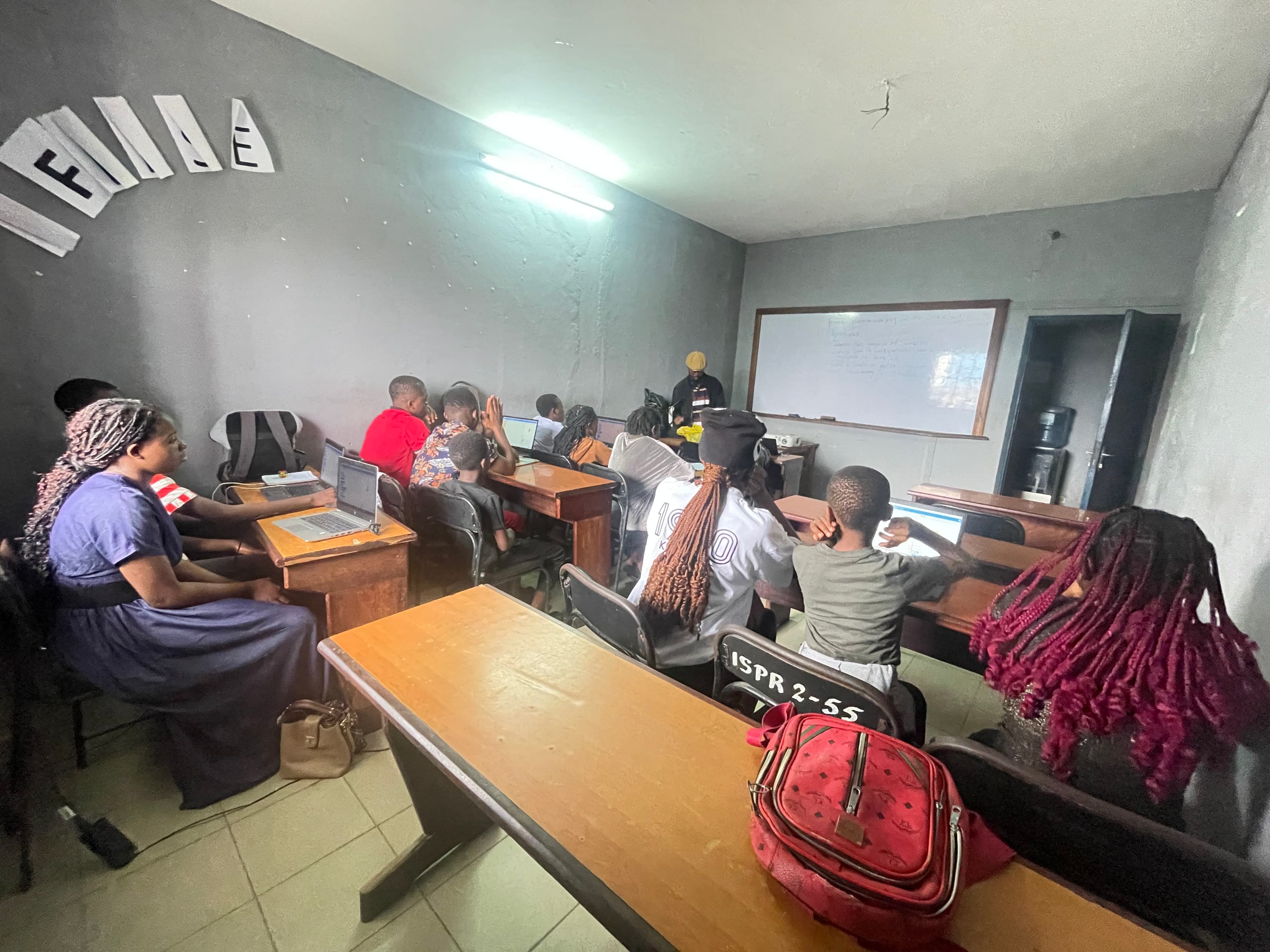 Students taking part in a Giiyo Tech classroom activity