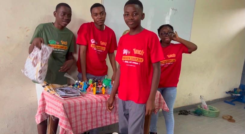 A student team shows off their robotics projects at the Innovation Summit 2026