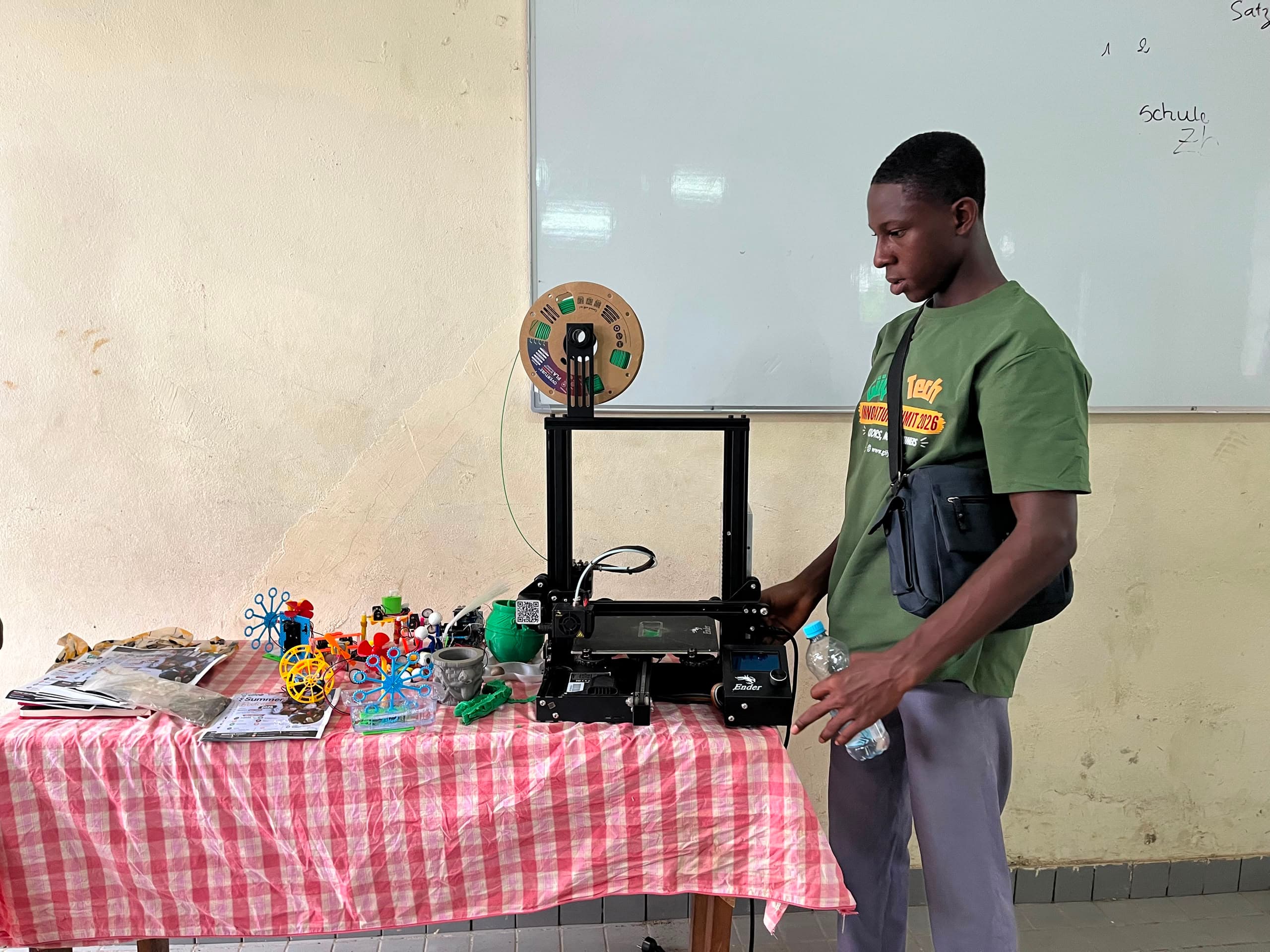 A student demonstrates 3D printing at the Giiyo Tech Innovation Summit 2026