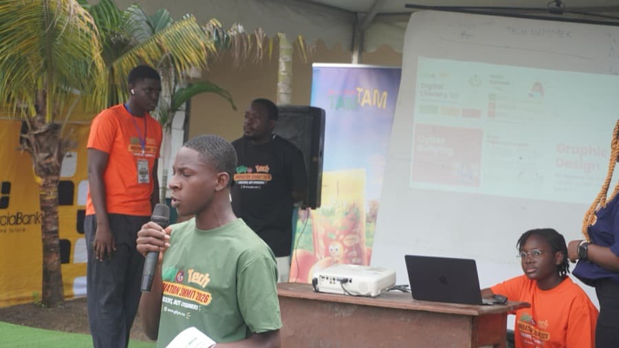 A student presenting his project at the Innovation Summit